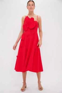 Farm Rio Red Garden Sleeveless Midi Dress Women's Medium NWT - Picture 1 of 3