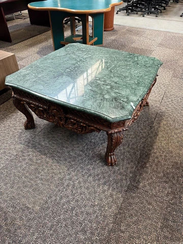Granite Top Square Coffee Table W/ Designer Style Cherry Wood Frame Cover
