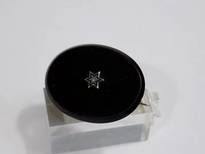 Art Nouveau Brosche Schwarzer Onyxstein mittig Stern Metall Messing Onyx - Picture 1 of 7