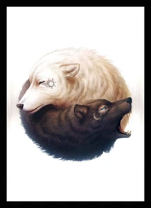 50 fundas de cartas estándar Magic The Gathering para proteger tu mazo - Lobos Ying Yang - Imagen 1 de 4
