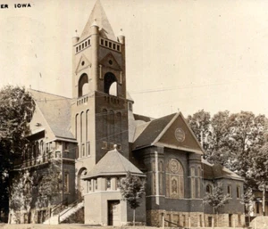 1909 Traer Iowa Congregational Church RPPC Postcard Clergy House J M Hamilton - Picture 1 of 3