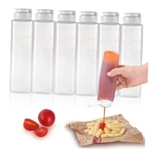 6 pack Squeeze Bottles for Sauces, 11oz Inverted Hot Sauce Bottles 330ml/11oz - Picture 1 of 8