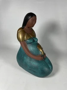 Vintage Ceramic Pregnancy Statue Pregnant Fertility Figure Mother Baby - Picture 1 of 7