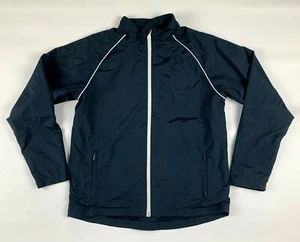 Lands End Kids Jacket Boys L 14 16 Blue Mock Neck Full Zip Mesh Lined Pockets - Picture 1 of 6