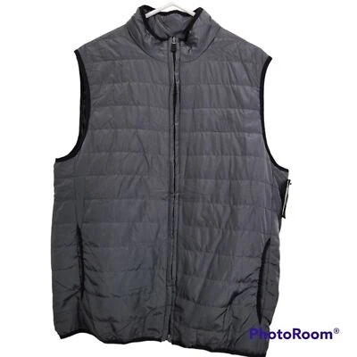 NEW Chaps Mens Lightweight Packable Navy Grey Vest With Bag Size Large - Image 1 of 4