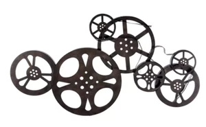Antique Bronze Movie Reel Metal Wall Decor Vintage Retro Cinema Theater Large - Picture 1 of 2