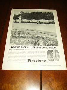 1961 PORSCHE ***ORIGINAL VINTAGE AD*** FIRESTONE - Imagen 1 de 1