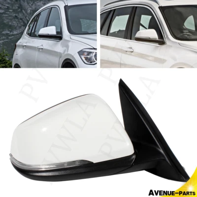 Espejo retrovisor eléctrico con memoria de pasajero derecho blanco con intermitente para BMW X1 2016-2021 Foto 1 de 4
