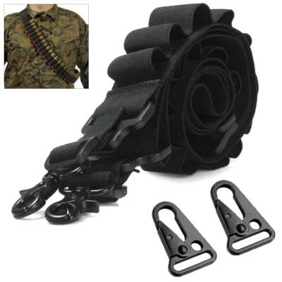Tactical 2 Point Shotgun Sling 15 Rounds Shell Holder Ammo Pouch & 2 Metal Hooks - Image 1 of 4