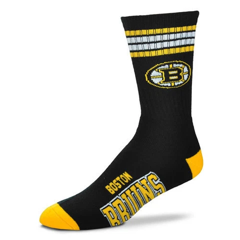 For Bare Feet Boston Bruins 4-Stripe Deuce Socks 10-13 Shoe Size FREE SHIPPING Cover