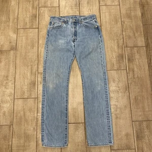Jeans Levi’s 501 Hombre 33x34 Azul Denim Botón Mosca Desteñido Envejecido Recto Años 80 - Imagen 1 de 15