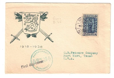 Finlandia Scott B34 1938 White Army Victory FDC Foto 1 de 2