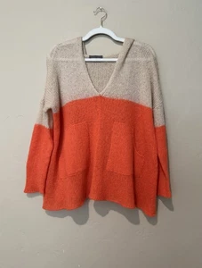 Suéter con Capucha de Madera para Mujer Grande Mohair Bolsillos de Lana Bloque de Color Boho - Imagen 1 de 12
