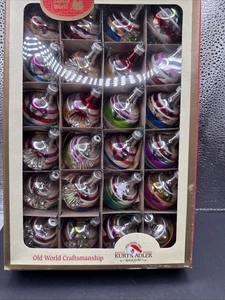 Kurt Adler Christmas Ornaments Box of 24 Mini Glass Ball Early Years Santa World - Picture 1 of 6