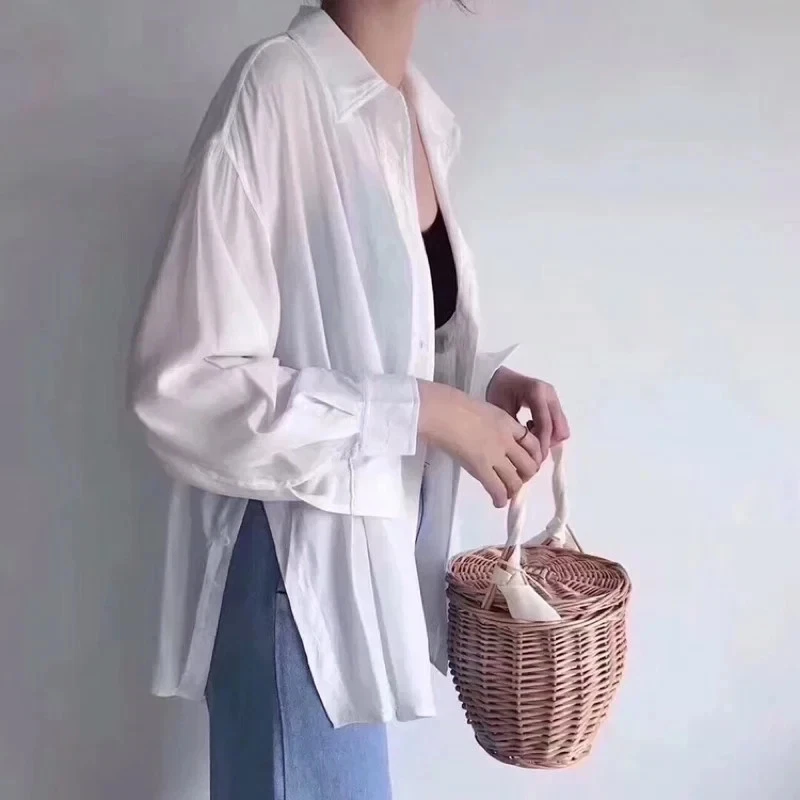 Bolso de Mano Boho de Playa de Paja para Mujer Verano Cesta de Mimbre Bolso de Mano de Viaje Informal Foto 1 de 4