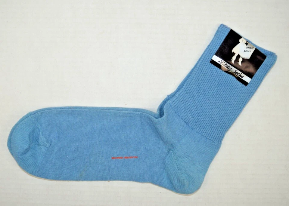 Calcetines Vintage Años 50 60 Beloit Medias Azul Atlético Lana Algodón 9" x 7.5" Nuevos con Etiquetas Foto 1 de 4