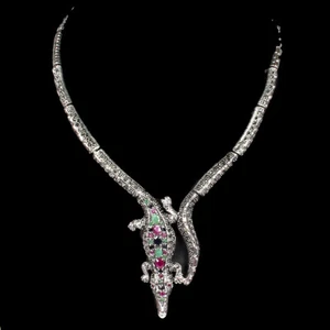 925 Collar de Plata de Ley Ovalado Rubí Esmeralda Zafiro Marcasita Gema 1 - Imagen 1 de 10