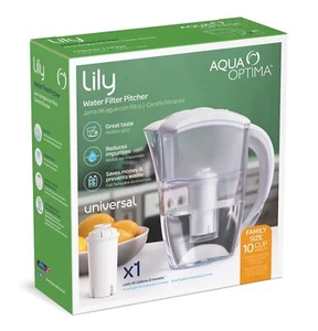Aqua Optima Lily Jug Water Filter Pitcher with 1 Universal Filter (White) - Picture 1 of 2