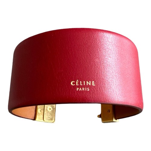 Bracciale Celine Pelle Rossa Oro Ferramenta Misura Grande Vintage Accessorio Celine