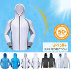 Men UPF 50+ Sun Skin Protection T-Shirt Hoodie Long Sleeve Outdoor Fishing Top ☆