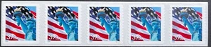 USA, Scott #3980, 39 Cent, Flag and Statue of Liberty, SA, PNC of 5, #V1111, MNH - Picture 1 of 3