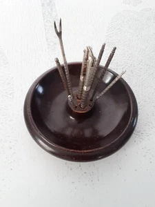 Vintage Wooden Lobster Pick holder w Picks Very Old from Camp in Coastal Maine - Picture 1 of 24