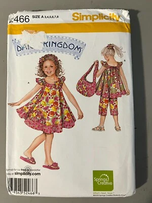 SIMPLICITY  SEWING PATTERN-#2466-girls dress, purse, top, capris  sz 3,4,5,6,7,8 - Image 1 of 2