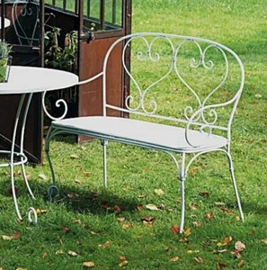 french bistro classical antique ivory garden bench seat wrought iron QUALITY - Picture 1 of 7