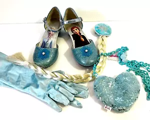 Elsa Frozen Accessories Costume Gloves Braid Shoes Sz 13 Princess Barbie Purse - Picture 1 of 11