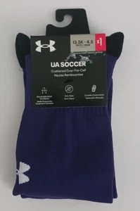 NEW Under Armour Soccer Purple Sock Cushioned 1 Pair Youth Sz.13-5K-4.5 - Picture 1 of 6