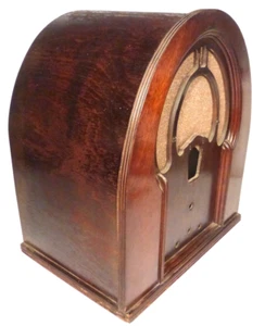 Vintage PHILCO 91 CATHEDRAL Teil: HOLZSCHALE 19. X. 16. X. 14" mit Grilltuch - Bild 1 von 9