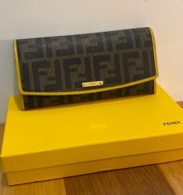 Fendi Zucca FF Monogram Canvas Tobacco Yellow Envelope Wallet. Box, Card, Pouch. - Image 1 of 4