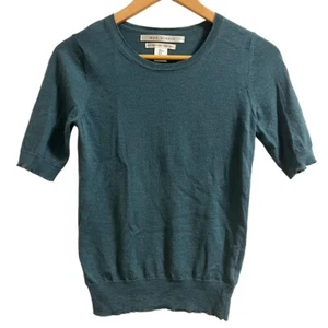 Max Studio 100% Extrafine Merino Wool Short Sleeve Sweater Womens Size S Green - Picture 1 of 12