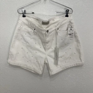 Neu Liverpool Damen-Sommershorts weiß Kunstperlen Bündchen Größe 10 Freizeit 98 $ - Bild 1 von 23