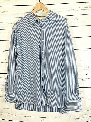 Camisa de vestir Timberland para hombre azul a rayas manga larga 100 % algodón talla XL botón Foto 1 de 4
