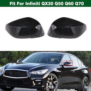Pair Side Rearview Mirror Cover Gloss Black For Infiniti QX30 Q50 Q60 Q70 16-21 - Picture 1 of 11