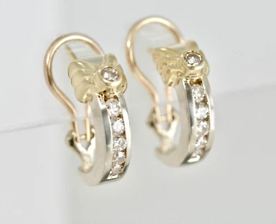 .80ctw Round  Diamond Channel-Set Hoop Pair Earrings 14k Multi-Tone Gold Lot 7 - Image 1 of 4
