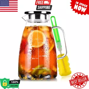 68Oz Glass Pitcher with Lid and Scale Line, Heat-Resistant Borosilicate Jug for - Picture 1 of 8