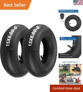 Reliable 15x6.00-6 Inner Tubes with Straight Valve for Utility Vehicles - 2 Pack - Picture 1 of 11