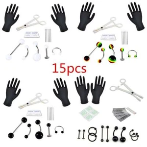 Professional Piercing Navel Tool Kit Belly Ring Tongue Nose Body Studs Earring - Picture 1 of 28