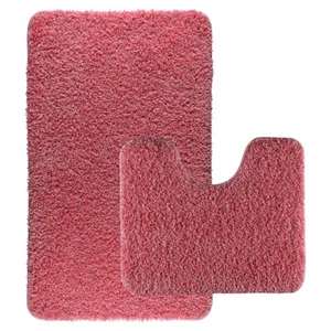 Luxuriöse dicke Badematten waschbar 2-teiliges Set WC Bad Teppich, weich zottig  - Bild 1 von 24