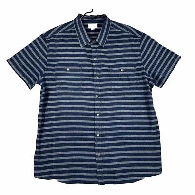 Converse One Star Shirt Extra Large Blue Short Sleeve stripe Button Up Mens - Image 1 of 4