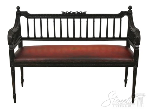 57106EC: MAITLAND SMITH Leather Seat Carved Bench Or Loveseat Cover