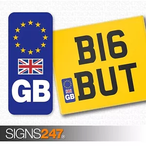 GB NUMBER PLATE STICKER WITH UK FLAG For Motorcycles / Motorbikes EU European - Picture 1 of 2