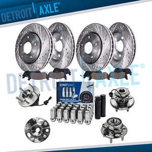 Front Rear Drilled Rotor Brake Pad Wheel Hub 24pc Lugnut w/key for Chevy Equinox - Picture 1 of 9