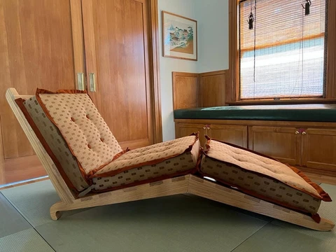 Custom Made White Oak Japan Lounge Chair Brown convertible Cover