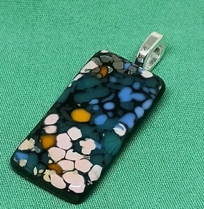 Hand Crafted Fused Glass Pendant W/Chain #1360 - Picture 1 of 4