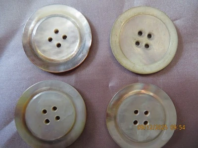 4 Vintage Abalone Shell Coat buttons 4 holes 1 1/4" Very Good - Image 1 of 4