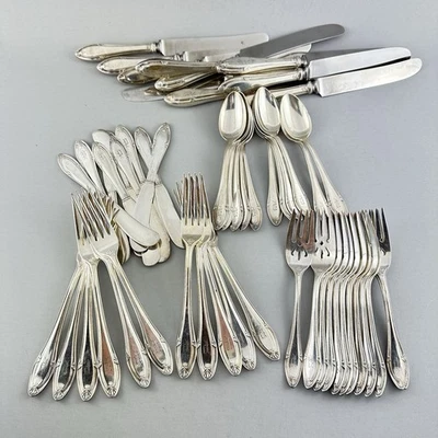 55 peças Gorham prata galvanizado talheres facas garfos colheres de chá gravadas vintage - Imagem 1 de 4