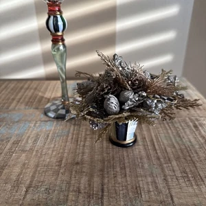 Retired Mackenzie Childs Precious MetalsFloral Nosegay  Footed Miniature - Picture 1 of 3